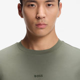 Boss Stretch-Cotton T-shirt With Contrast Logo Grey