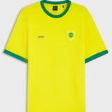 BOSS Stretch-Cotton T-Shirt With Country Flag And Logo Brazil In Yellow