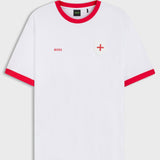 BOSS Stretch-Cotton T-shirt With Country Flag And Logo England In White