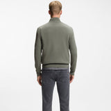 Boss Cotton-Cashmere Sweater With Zip Collar Grey