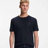 Boss Cotton-Jersey T-shirt Dark Blue With Logo Patch