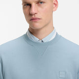 Boss Cotton-Terry Sweatshirt With Logo Patch In Light Blue
