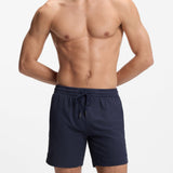 Boss Quick-Dry Swim Shorts In Stretch Seersucker In Dark Blue