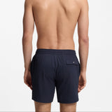 Boss Quick-Dry Swim Shorts In Stretch Seersucker In Dark Blue