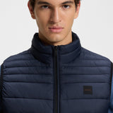 Boss Water-Repellent Gilet With Logo Patch Dark Blue