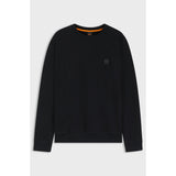 BOSS Orange Terry Cotton Sweatshirt With Logo Patch In Black