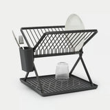 brabantia Foldable Dish Drying Rack, Small In Dark Grey