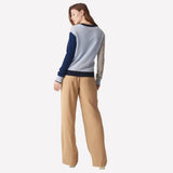 Brodie Colourblock Cashmere Jumper In Blue Mist