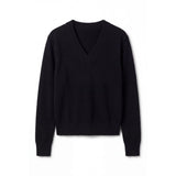 London Cashmere Company Indigo V Neck Jumper In Black