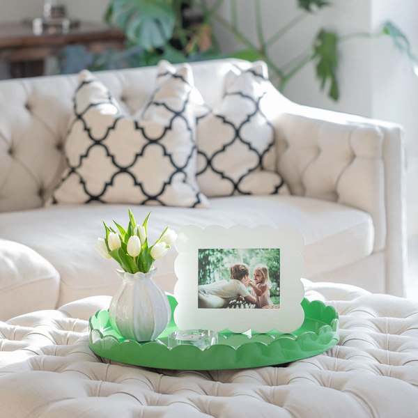 Addison Ross Scalloped Lacquer Photo Frame 5X7 In White