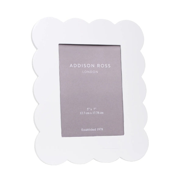 Addison Ross Scalloped Lacquer Photo Frame 5X7 In White