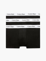3 Pack Low Rise Trunks Black With White Waistband