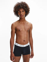 3 Pack Low Rise Trunks Black With White Waistband