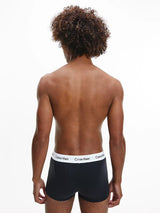 3 Pack Low Rise Trunks Black With White Waistband