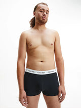 3 Pack Low Rise Trunks Black With White Waistband