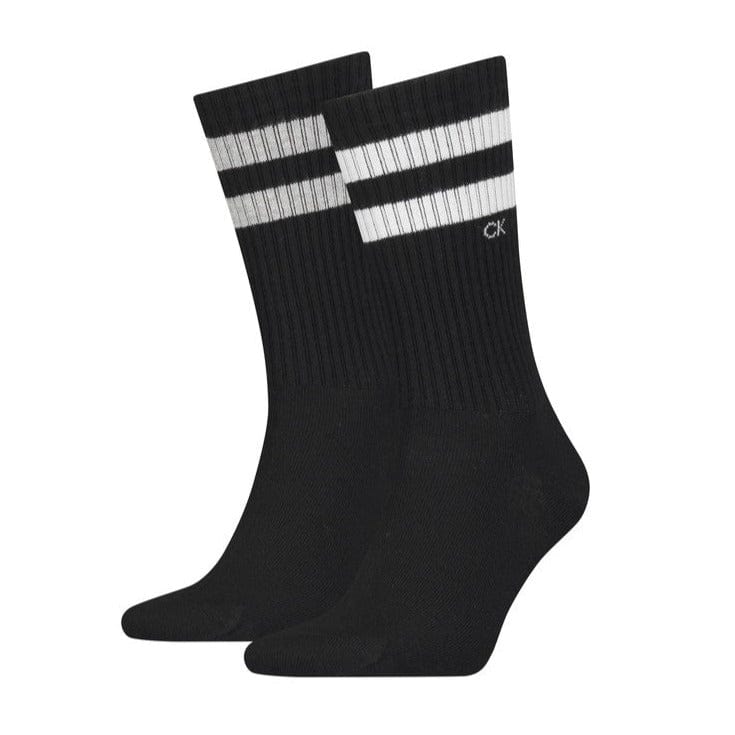 Calvin Klein 2 pack of Stripe Logo Socks Black/White