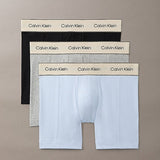 Calvin Klein 3 Pack Boxer Briefs Heritage Cotton Stretch In Black/Grey Heather/Breezy Blue