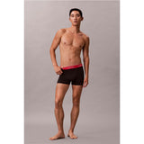 Calvin Klein 3 Pack Icon Cotton Stretch Mens Relaxed Fit Trunks in Black w/ Adrenaline Rush WB/Black w