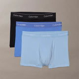 Calvin Klein 3 Pack Relaxed Dart Trunks Icon Cotton Stretch Blue