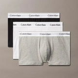 Calvin Klein 3 Pack Relaxed Dart Trunks Icon Cotton Stretch In Grey/ht/Black