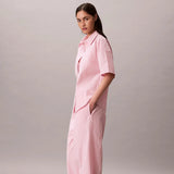 Calvin Klein Cotton Poplin Pants Pyjama Set In Sera Stripe Cradle Pink