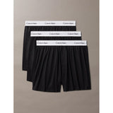 Calvin Klein Icon Cotton Stretch 3 Pack Slim Boxers In Black with White Waistband