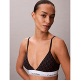 Calvin Klein Lightly Lined Triangle Bralette Icon Cotton Modal in Emblem Black