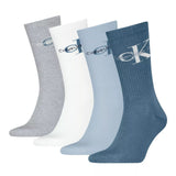 Calvin Klein Monogram Crew Socks Gift Box, Pack of 4 In Blue Multi