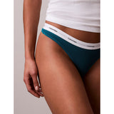 Calvin Klein Cotton Stretch Rib Thong In Teal Marine