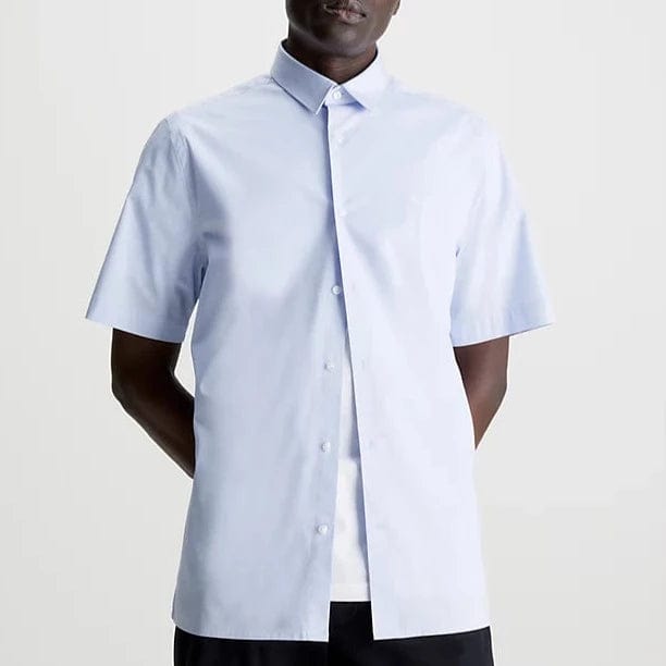 Calvin Klein Stretch Poplin Short Sleeve Shirt Light Blue