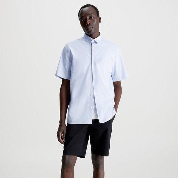 Calvin Klein Stretch Poplin Short Sleeve Shirt Light Blue