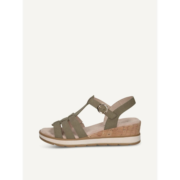 Caprice Heeled Sandal In Olive Nubuck