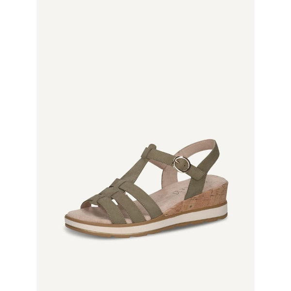 Caprice Heeled Sandal In Olive Nubuck