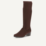 Caprice Knee High Stretch Boots in Dark Brown