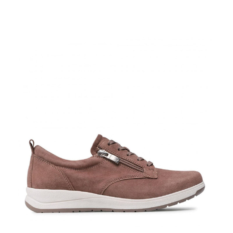 Caprice Lace Up Trainer in Taupe Suede