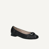 Caprice Leather Ballerina In Black