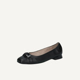 Caprice Leather Ballerina In Black