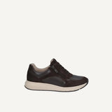 Caprice Leather Sneaker  In Dark Brown Comb