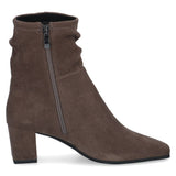 Caprice Short Stretch Ruched Ankle Boot In Cafe Brown