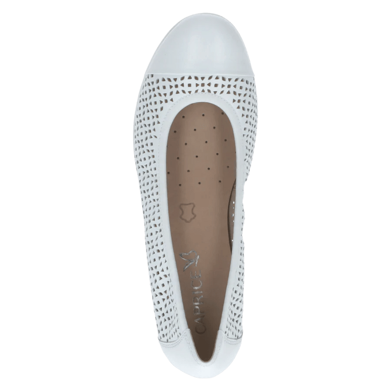 Caprice Slip On Ballerina in White