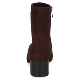 Caprice Stretch Ankle Suede Boot In Dark Brown