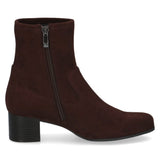Caprice Stretch Ankle Suede Boot In Dark Brown