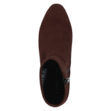 Caprice Stretch Ankle Suede Boot In Dark Brown