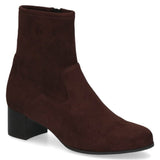 Caprice Stretch Ankle Suede Boot In Dark Brown