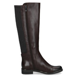 Caprice Stretch Leather Boot In Dark Brown