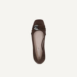 Caprice Suede Ballerina In Dark Brown