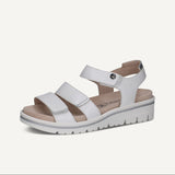 Caprice Women's Leather Wide Fit Sandals in White/Silver