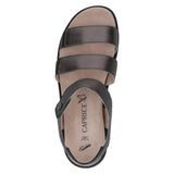 Caprice Women's Wide Fit Leather Sandal in Dark Grey Metal