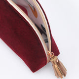 Caroline Gardner Velvet Half Moon Cosmetic Bag