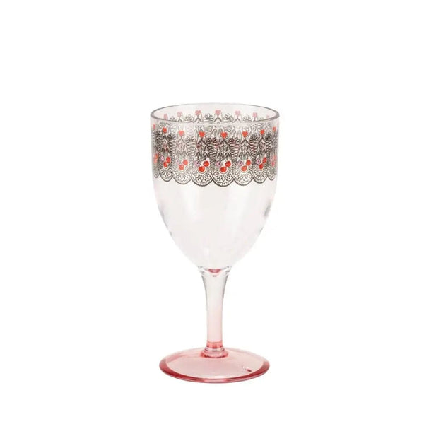 Cath Kidston Picnic Wine Glass 350ml In Cherry White